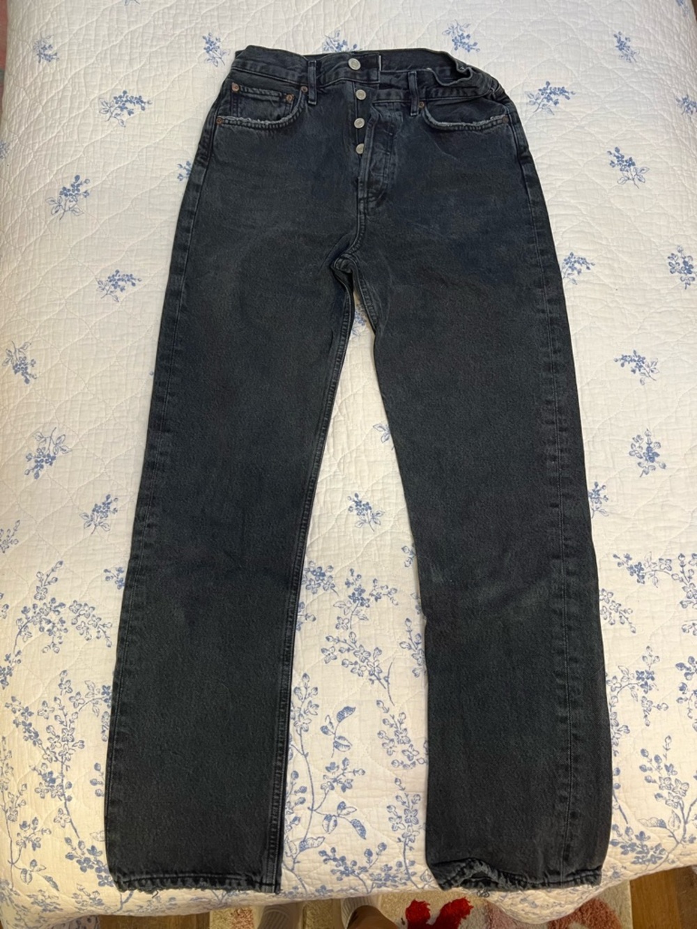 Agolde Straight Black Button-Front Jeans